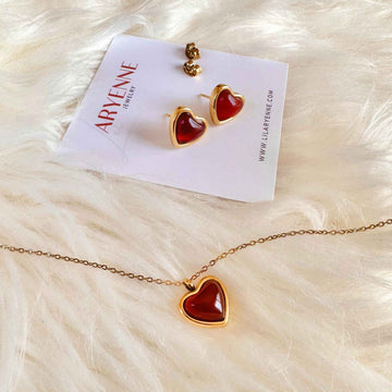 Carnelian Earrings & Necklace Set