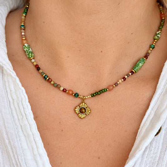 Tiger Eye Wildflower Choker