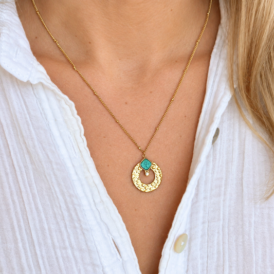 Amazonite Halo Necklace