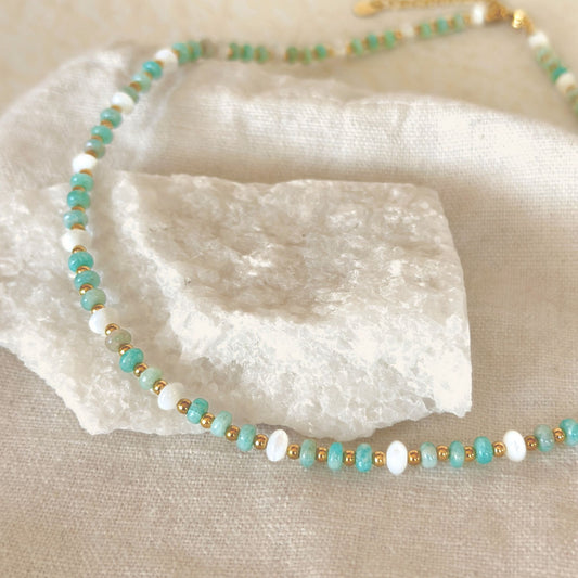 Amazonite Shell Energy Choker