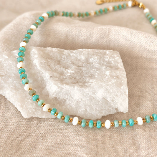 Amazonite Shell Energy Choker