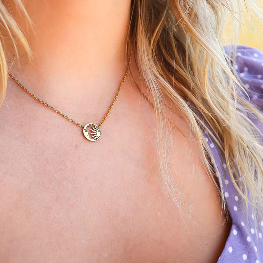 Tiny Sun & Moon Necklace